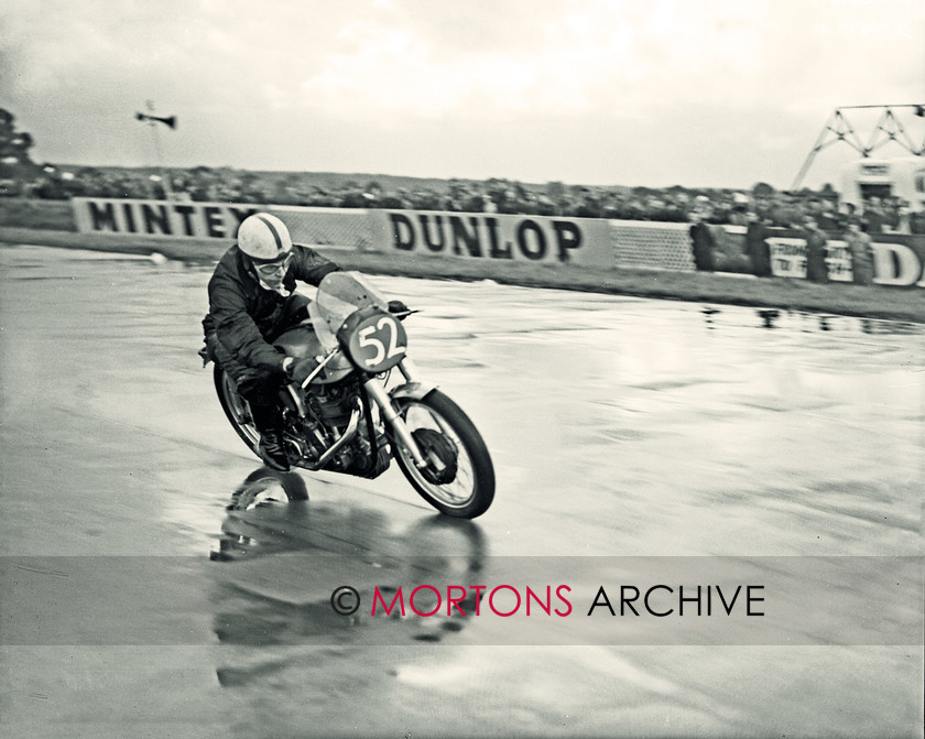 SFTP 1954 Hutchinson 100 03 
 1954 Hutchinson 100 held at a wet Silverstone - John Surtees won the 350cc event astride his trusty short-stroke Manx Norton. 
 Keywords: 2016, April, Glass plate, Hutchison, Mortons Archive, Mortons Media Group Ltd, Straight from the plate, The Classic MotorCycle